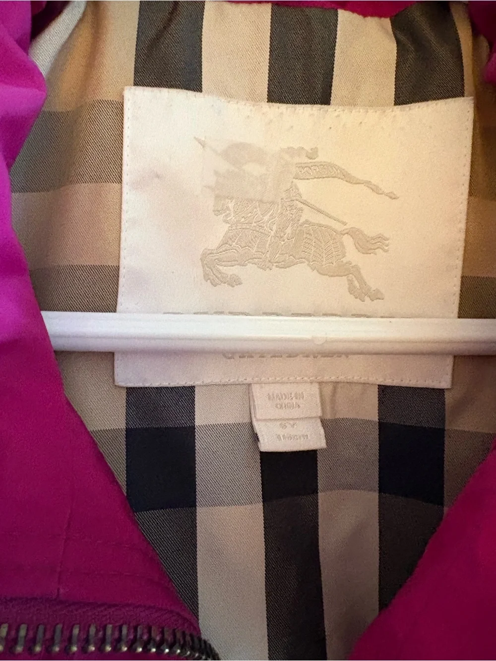 Burberry Bright Magenta Hooded Kids Raincoat with Belt
